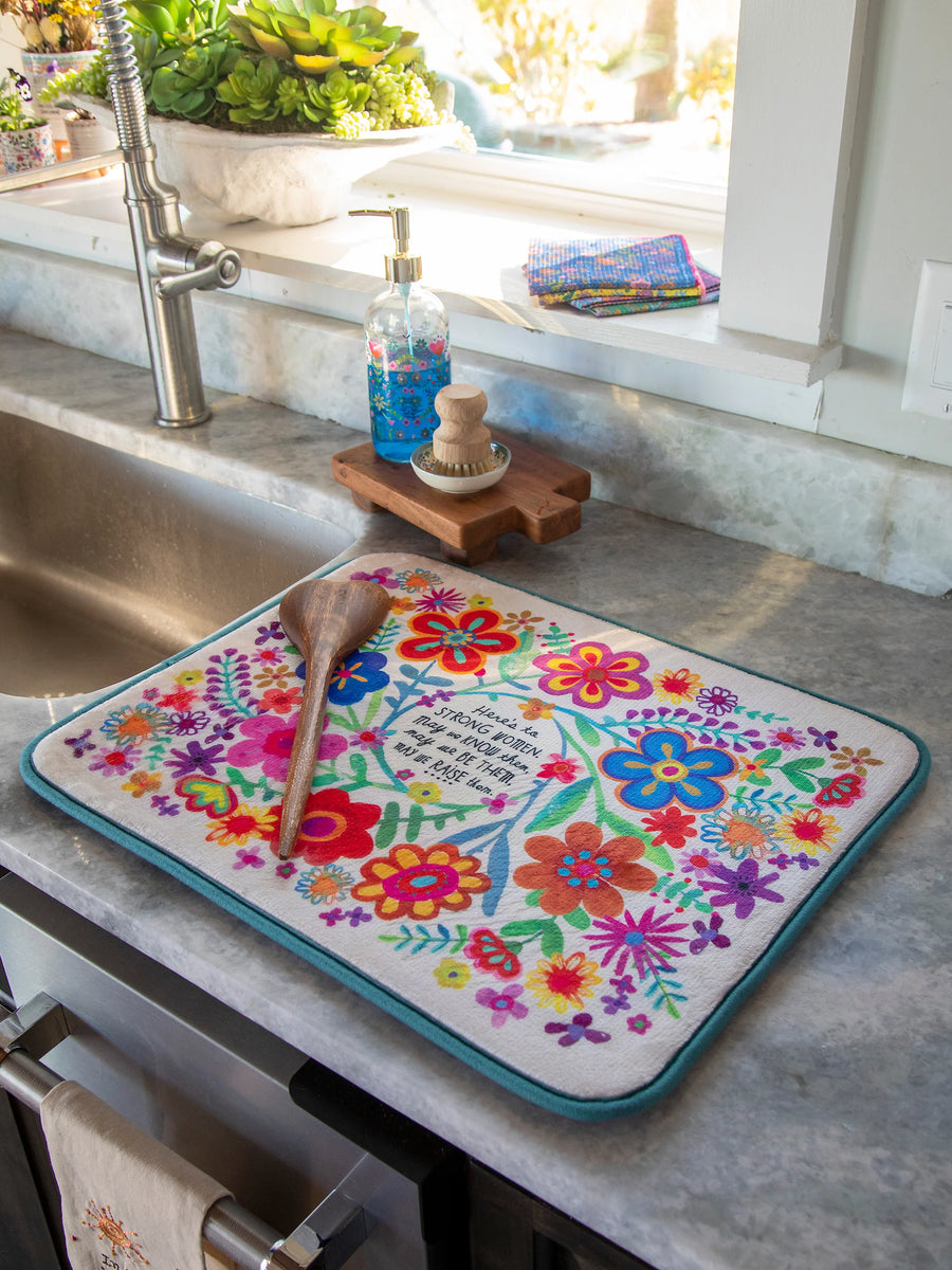 Small Dish Drying Mat Pretty Floral Drying Mat Floral 