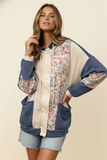 Floral Denim Oatmeal Lightweight Jacket