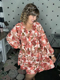 Rust Floral Swing Dress