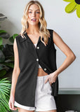 Sleeveless Button Up Top