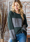 Ribbed Knit & Leopard Long Sleeve