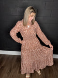 Caramel Dotted Midi Dress
