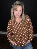 Oversized Brown Polka Dot Blouse
