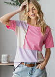 Pink Purple Color Block Tee