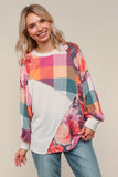 Checkered Color Block Pullover