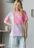 Pink Purple Color Block Tee