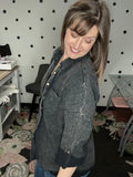 Black Cotton Gauze Button Down