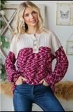 Burgundy Mixed Chenille Sweater