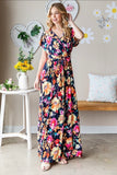 Navy Floral Belted Maxi