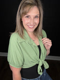 Crinkle Button Down Blouse