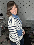 Stripes & Denim Sweater Cardigan