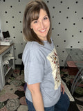 Grey Tee with Floral Patchwork
