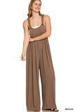 Woven Crepe Wide Leg Overalls