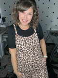 Leopard Ribbed Knit Overall Jumpsuit
