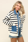 Stripes & Denim Sweater Cardigan