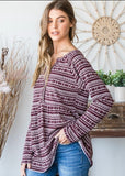 Norwegian Knit Burgundy Top