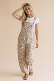 Oatmeal Floral Bib Overalls