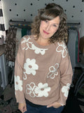 Taupe Floral Sweater