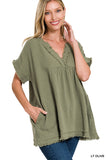 Cotton Gauze Raw Edge Tunic