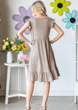 Taupe Leopard Flutter Sleeve Dress