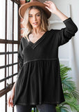 Waffle Knit Babydoll Top