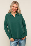 Ribbed Knit Collared Long Sleeve