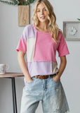 Pink Purple Color Block Tee