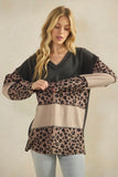 Charcoal Leopard Oatmeal V-neck