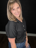 Crinkle Button Down Blouse