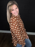 Oversized Brown Polka Dot Blouse