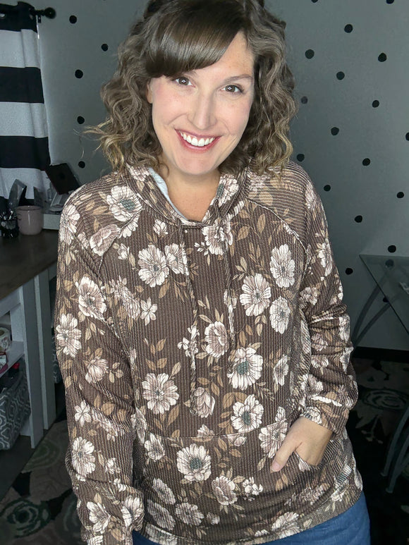 Brown Floral Hoodie