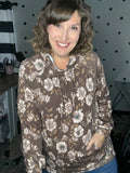Brown Floral Hoodie