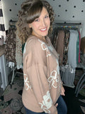Taupe Floral Sweater