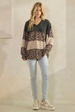 Charcoal Leopard Oatmeal V-neck