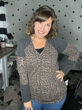 Leopard Ribbed Knit V-neck