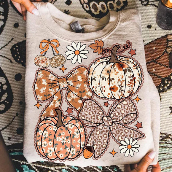 Pumpkins & Bows - Sand Sweatshirt