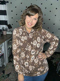 Brown Floral Hoodie