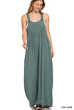 Woven Crepe Wide Leg Overalls