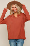 Ribbed Knit Collared Long Sleeve