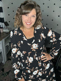 Black Floral Long Sleeve Dress