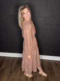 Caramel Dotted Midi Dress