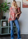 Fall Florals Oversized Top - Mocha