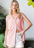 Sleeveless Button Up Top