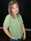 Crinkle Button Down Blouse