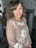 Taupe Floral Sweater