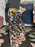 Black Floral Wide Leg Pants