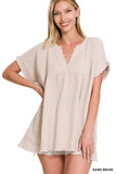 Cotton Gauze Raw Edge Tunic