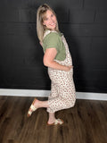 Oatmeal Floral Bib Overalls