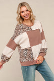 Taupe and Cream Color Block Pullover