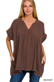 Cotton Gauze Raw Edge Tunic